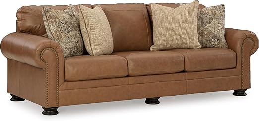 Queen Faux Leather Sofa Sleeper with Memory Foam Mattress