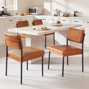 Upholstered Faux Leather Dining Chairs with Metal Legs