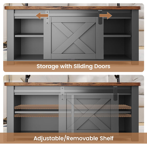 Lift Top Coffee Table with Hidden Storage and Adjustable Shelves