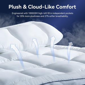 Dual Layer 4 Inch Memory Foam Mattress Topper with Pillow Top