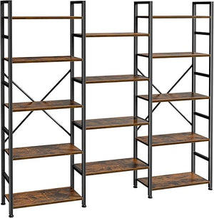 Industrial Ladder Bookshelf with Adjustable Shelves