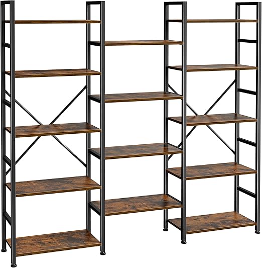 Industrial Ladder Bookshelf with Adjustable Shelves