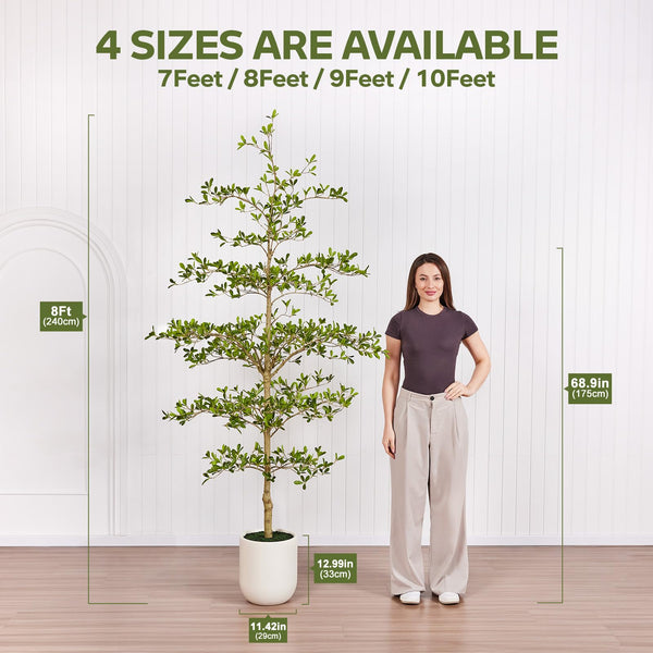 Tall Artificial Black Olive Tree with White Planter