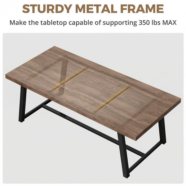 Industrial Dining Table 70.8" – Seats 6-8