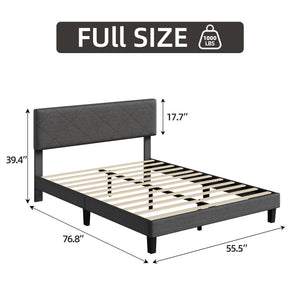 Upholstered Bed Frame with Diamond Quilted Headboard