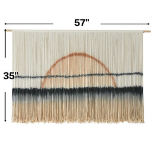 Large Boho Macrame Wall Hanging – Sunset Dip Dye Cotton Tapestry