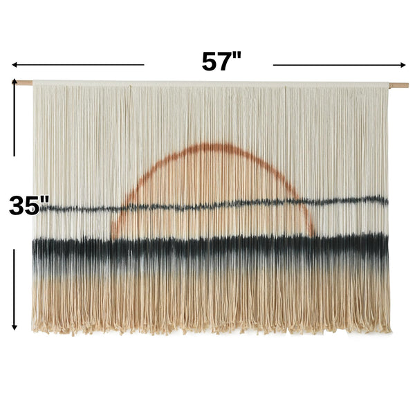 Large Boho Macrame Wall Hanging – Sunset Dip Dye Cotton Tapestry