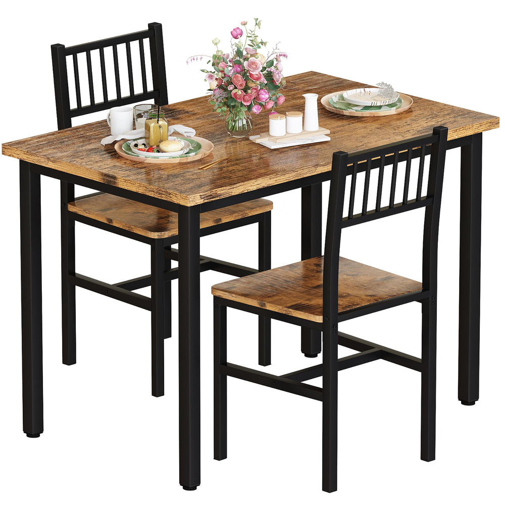 3-Piece Dining Table Set for 2 – Small Kitchen Table with 2 Stools