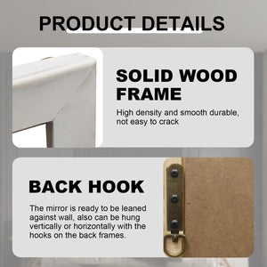 Farmhouse Wall Mirror – White Wood Frame 43.3" x 17.7"