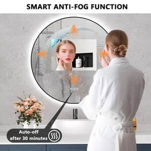 Round LED Bathroom Mirror with Anti-Fog & Dimmer