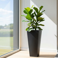 Large 28-Inch Tall Planters Set of 2 with Drainage Hole and Tray