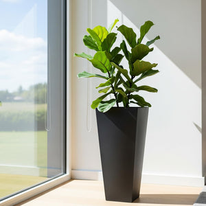 Large 28-Inch Tall Planters Set of 2 with Drainage Hole and Tray