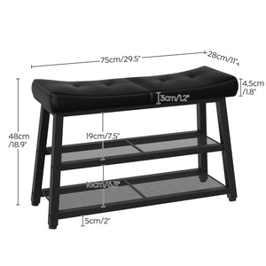 3-Tier Shoe Rack Entryway Bench with Storage & Cushion
