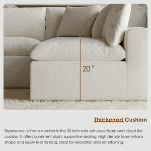 130" L-Shaped Modular Sectional Sofa – Deep Seat, Sleeper, White