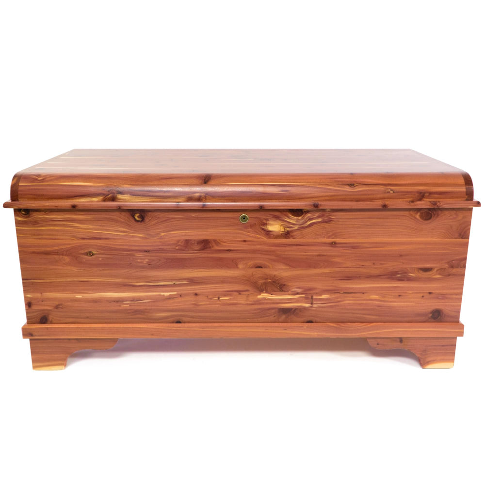 DutchCrafters Red Cedar Wood Blanket Storage for Living Room, Fully Lined Hope Chest, Bedroom Bench, Lockable Storage Box, Locking Chest with Handles and Waterfall Edge - Amish Made in USA (35" Small)