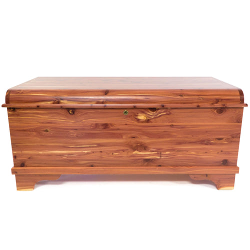 DutchCrafters Red Cedar Wood Blanket Storage for Living Room, Fully Lined Hope Chest, Bedroom Bench, Lockable Storage Box, Locking Chest with Handles and Waterfall Edge - Amish Made in USA (35" Small)