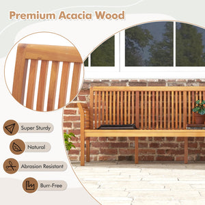 3-Seat Outdoor Acacia Wood Bench with Cushion