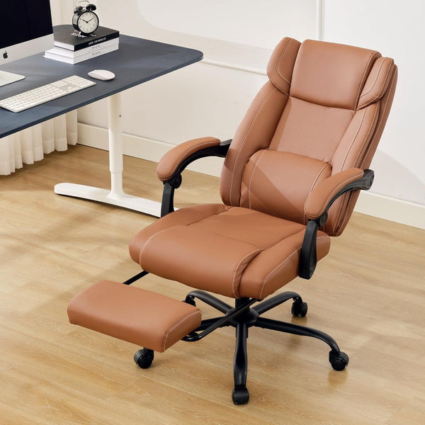 Reclining Office Chair with Footrest & Lumbar Support