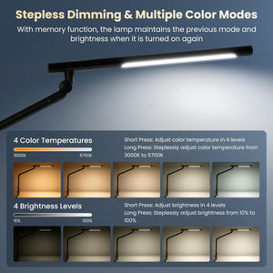 LED Desk Lamp with Clamp & RGB Ambient Light