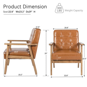 Mid-Century Modern Accent Chair Set of 2 with Side Table