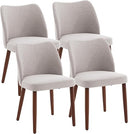 Upholstered Linen Dining Chair Set of 4 with Wood Legs & Wing Backrest
