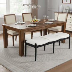 55 Inch Upholstered Ottoman Bench with Wood Legs