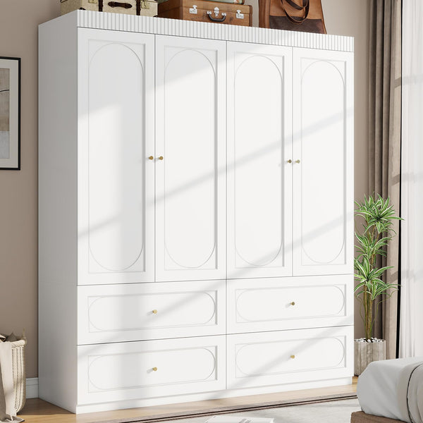 4-Door Armoire Wardrobe with Drawers
