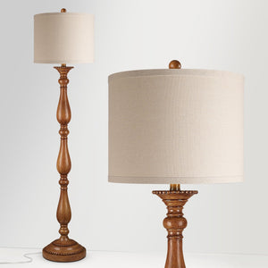 Vintage Resin Floor Lamp with Linen Shade