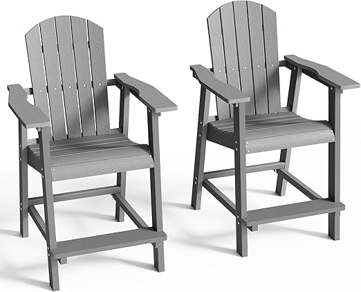Bar Height Adirondack Chair – HIPS Plastic, Outdoor Patio Barstool