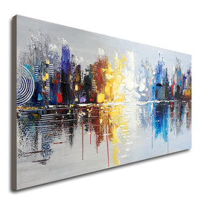 Abstract Cityscape Canvas Wall Art – Hand Painted Oil Painting