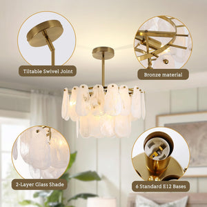 Cloud Glass Chandelier – Gold Modern Ceiling Light Fixture