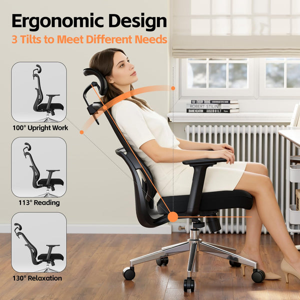 Ergonomic High Back Office Chair with 3D Lumbar Support