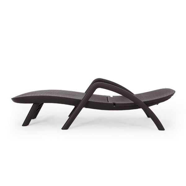 Outdoor Faux Wicker Chaise Lounge – Dark Brown