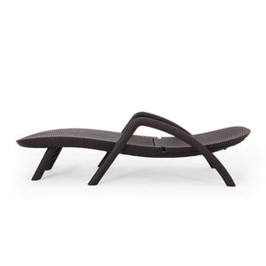 Outdoor Faux Wicker Chaise Lounge – Dark Brown
