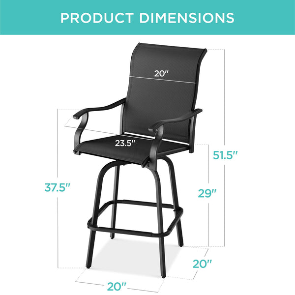 Swivel Outdoor Bar Stools with All-Weather Mesh — Set of 2