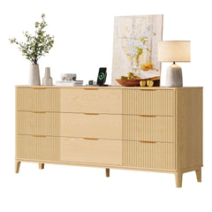 9-Drawer Fluted Dresser – 62.9" Wide Bedroom Chest of Drawers