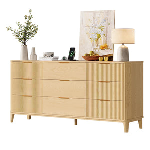 9-Drawer Fluted Dresser – 62.9" Wide Bedroom Chest of Drawers
