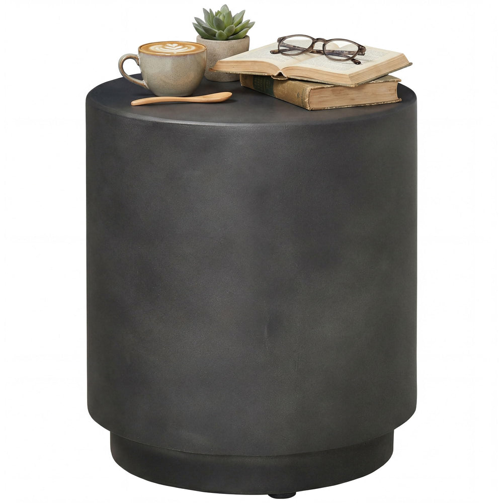 Round Concrete Finish Side Table with Adjustable Feet