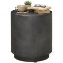 Round Concrete Finish Side Table with Adjustable Feet
