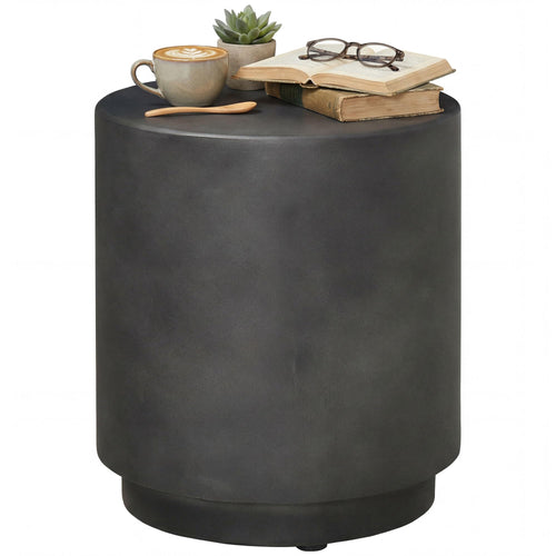 Round Concrete Finish Side Table with Adjustable Feet