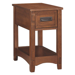 Mission-Style Chairside End Table with Drawer and Shelf