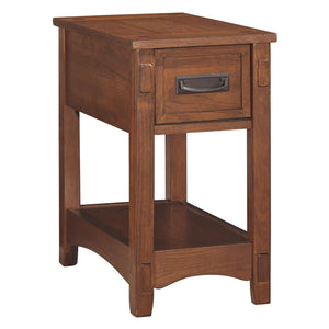 Mission-Style Chairside End Table with Drawer and Shelf