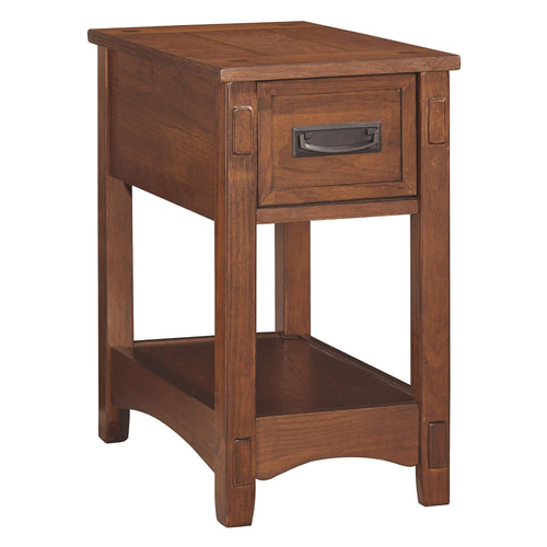 Mission-Style Chairside End Table with Drawer and Shelf
