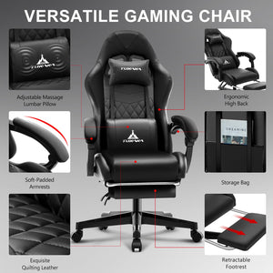Ergonomic Gaming Chair with Footrest & Lumbar Support