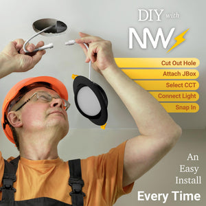 4-Inch Gimbal LED Recessed Light – 5CCT Selectable, Dimmable, Canless, 6-Pack