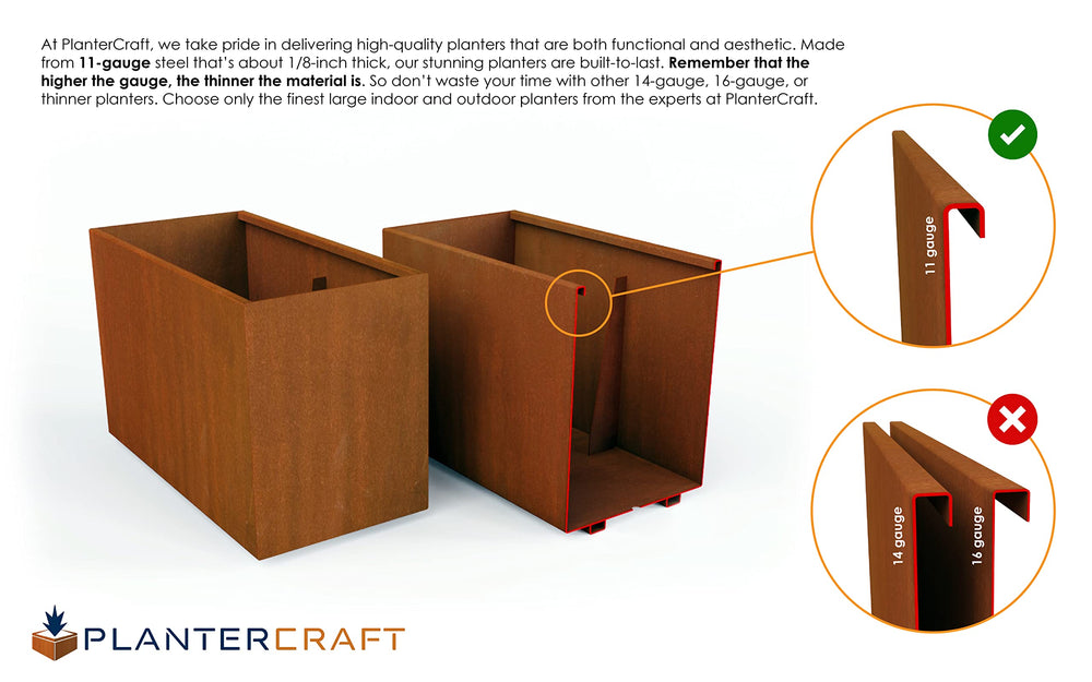 Large Square Corten Steel Raised Garden Bed Planter Box