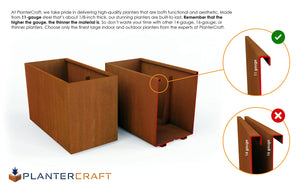 Large Square Corten Steel Raised Garden Bed Planter Box