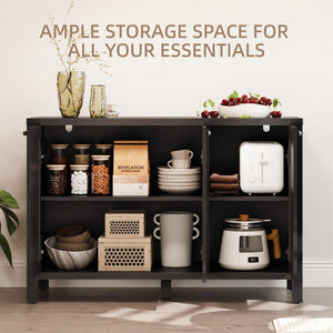 Black Sideboard Buffet Cabinet with Arched Doors