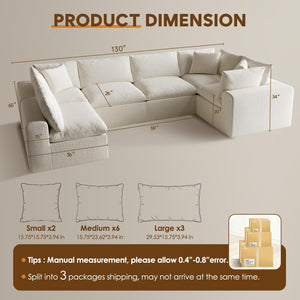 130" Oversized Modular Sectional Sofa