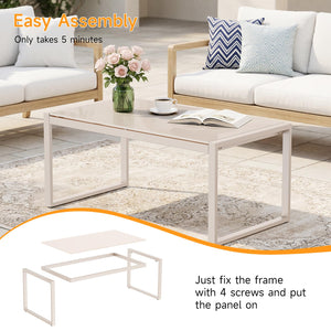 Rectangle Tempered Glass Coffee Table with Galvanized Steel Frame